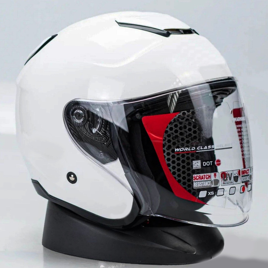 PUTIH Kyoto HALF FACE Helmet White VISOR CLEAR KW KBS Brand PREMIUM