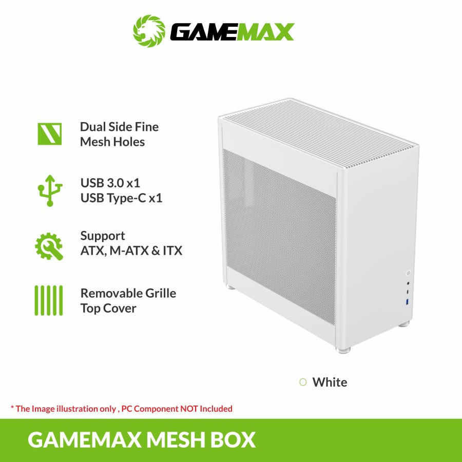 Gaming PC Case Gamemax Mesh Box Pro White ATX | Shopee Malaysia
