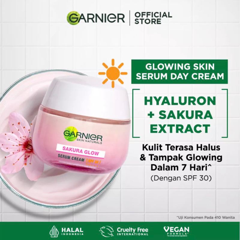 Garnier Sakura Glow Serum Day Cream SPF30/PA+++Skin Care - 50ml (For ...