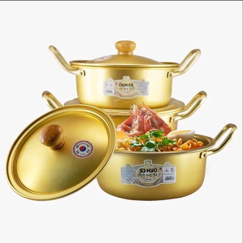 Korean Ramyun Pot • Gold Ramen Pot • Korean Rameon 16cm 18cm 20cm ...