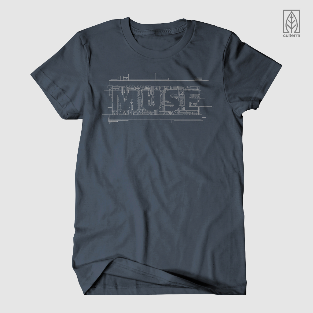 Muse Band Logo T-Shirt - Light Blue Official Merchandise For Men, Slim Fit Cotton Tee