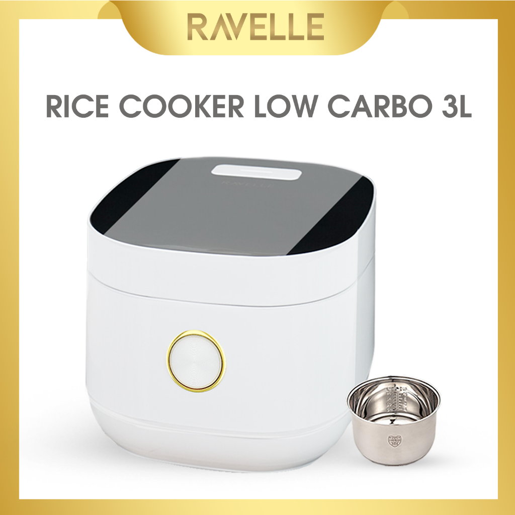 Ravelle Rice Cooker Digital Low Carbo 3 Liter Ultima White Low Watt
