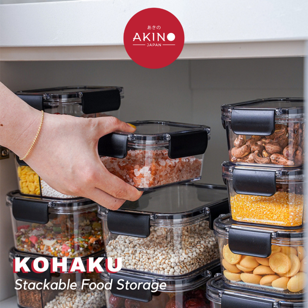 [AKINO]KOHAKU Transparent Food Tight Container Aesthetic Multipurpose Container Lid Lunch Box