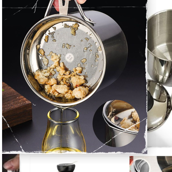 Flase 1.3l Used Cooking Oil Filter Holder/Oil Pot Stainless Steel Oil Filter Container