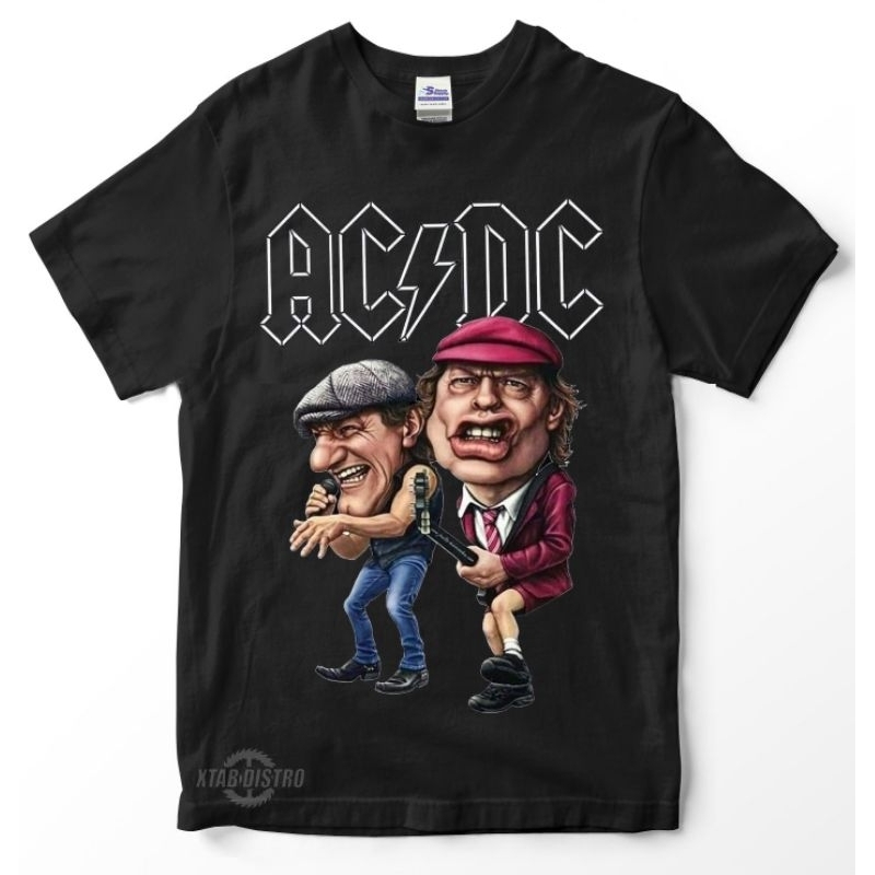 Acdc Angus young & brian johnson Caricature Premium tshirt acdc rock n ...