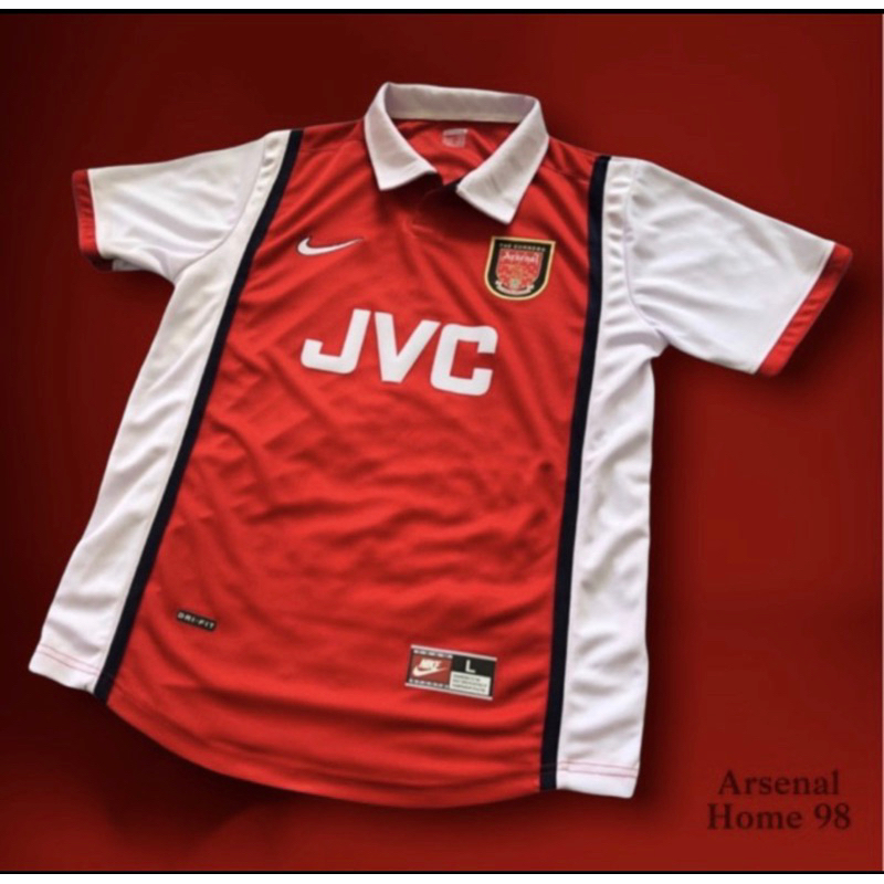 Arsenal Retro Jersey JVC home 98 99 casual blockcore ClassicJersey Shopee Malaysia