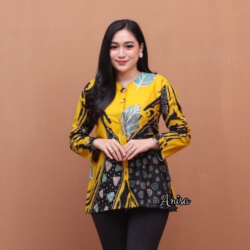 KEMEJA Asj SA HRB026 Women's Batik Sogan Short Tosca Shirt | Shopee ...