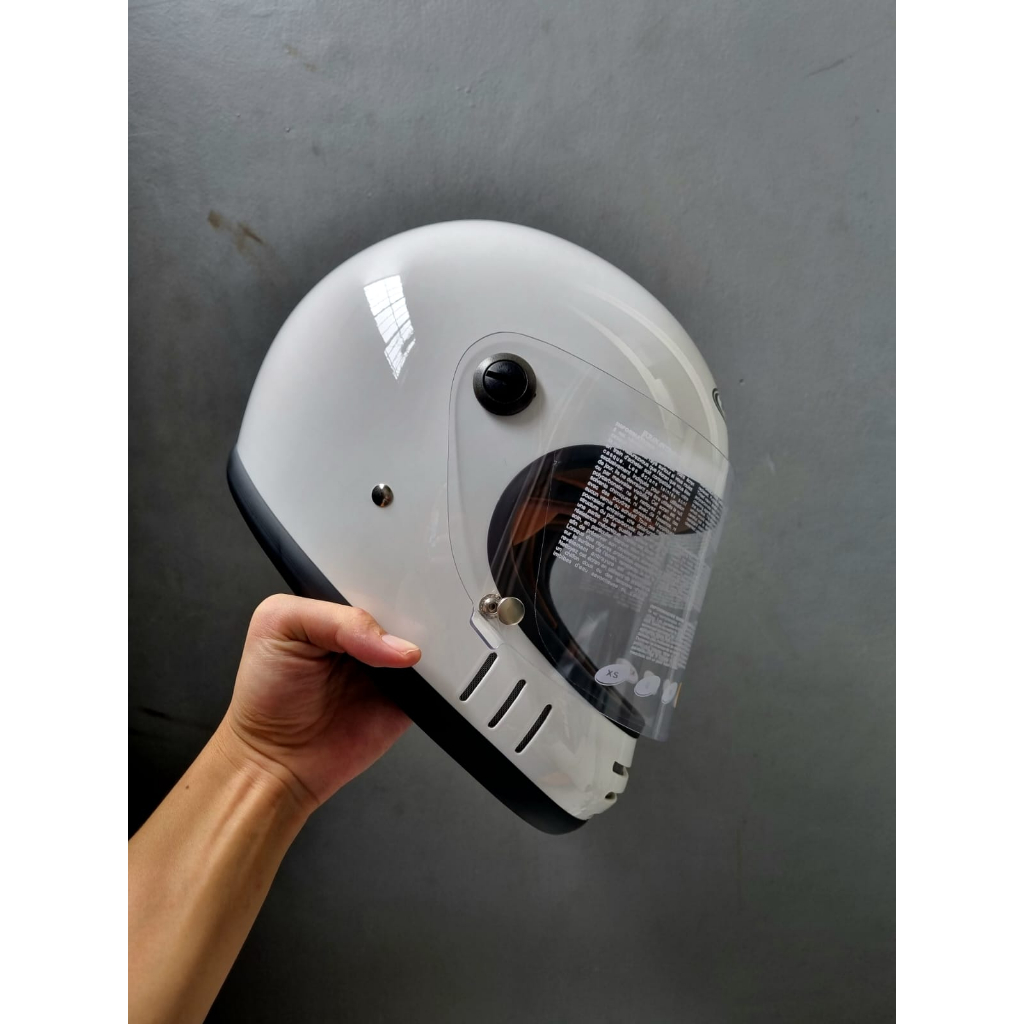 Zeus ZS 816E WHITE GLOSSY CAKIL RETRO SINGLE VISOR (Defect) | Shopee ...