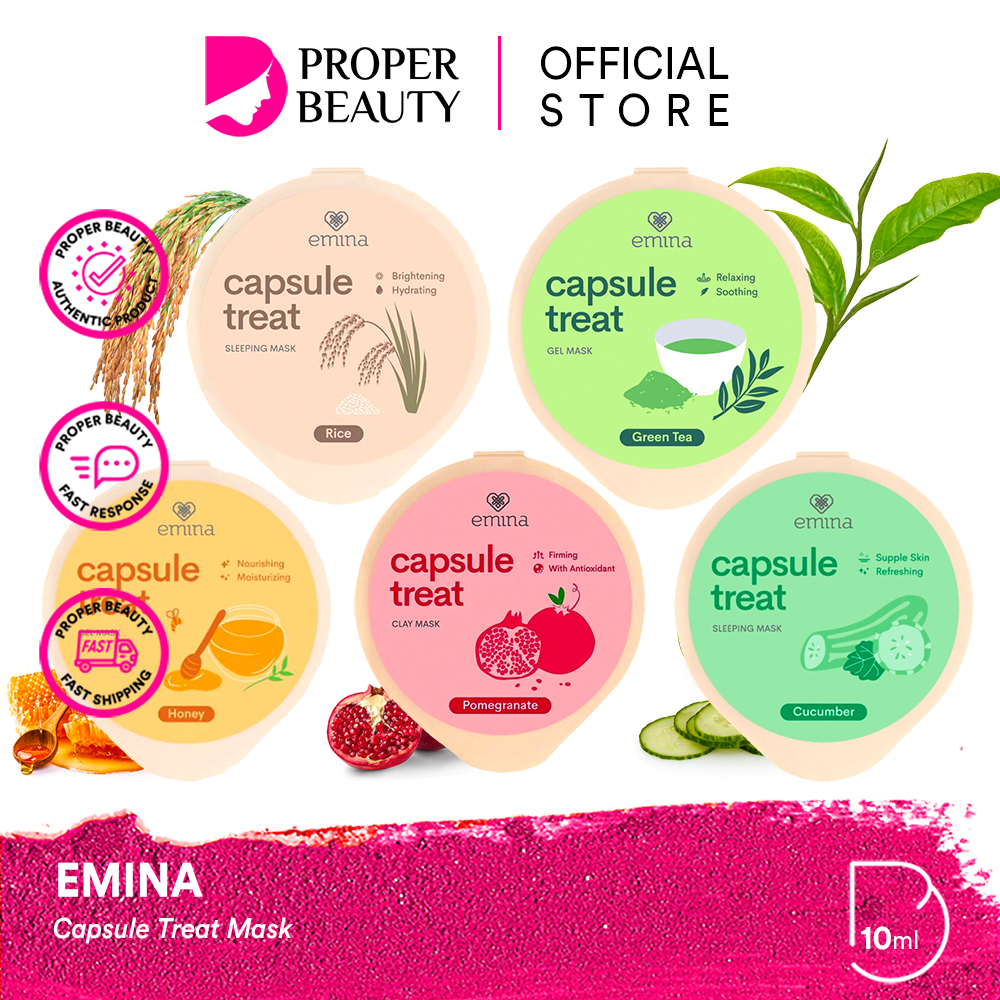 EMINA Capsule Treat Mask Indonesia / Facial Mask 10ml / Honey Green Tea ...