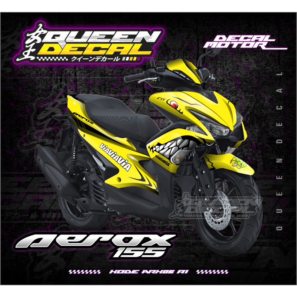 Sticker DECAL FULLBODY YAMAHA AEROX 155 2016/2017 - CUSTOM Design SHARK ...