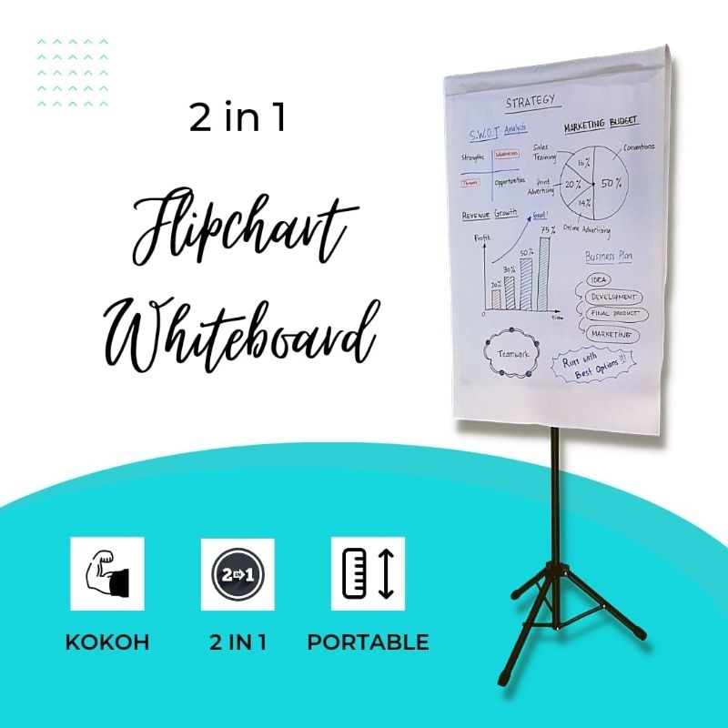 Flipchart WHITEBOARD 2 IN 1 PORTABLE FOLDING WHITEBOARD | Shopee Malaysia
