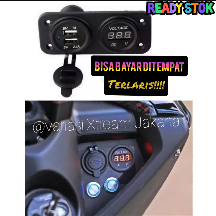 Voltmeter Charger Hp Usb Body Nmax All New Pcx Aerox Mio Vario