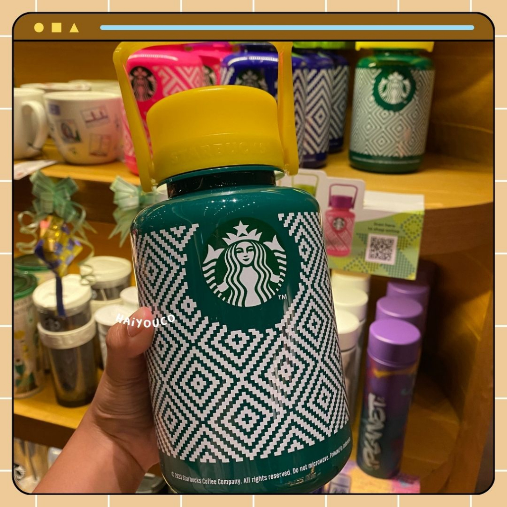 HIJAU Tumbler Starbucks Kreaby Colorful Weaves Ramadhan 2023 Size 1