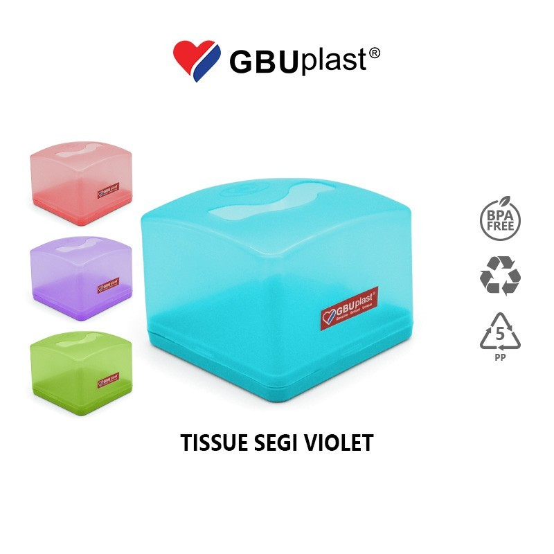 Tissue Holder Violet Tissue Container Square Box GBUPLAST Plastic