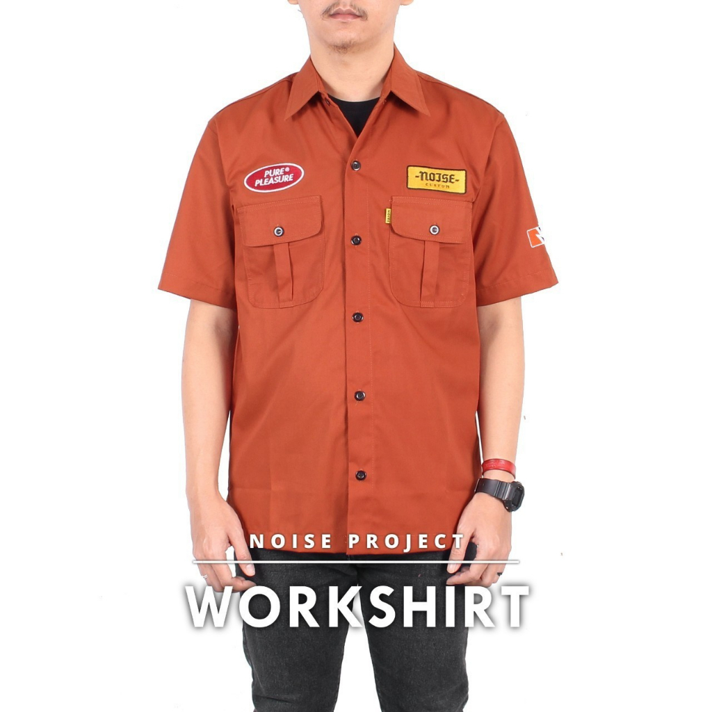KEMEJA Men's workshirt Shirt/Casual orange Work Shirt Shopee Malaysia