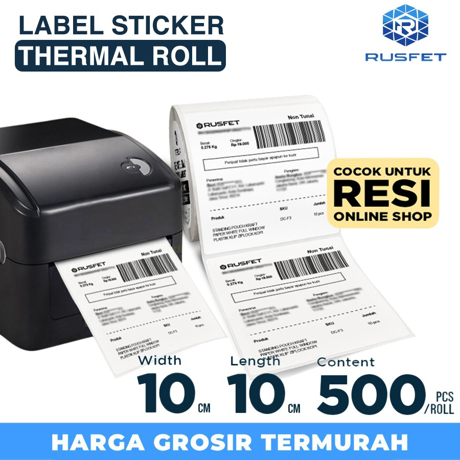 Online Receipt THERMAL ROLL Sticker Label 10x10cm 500pcs Rusfet ...