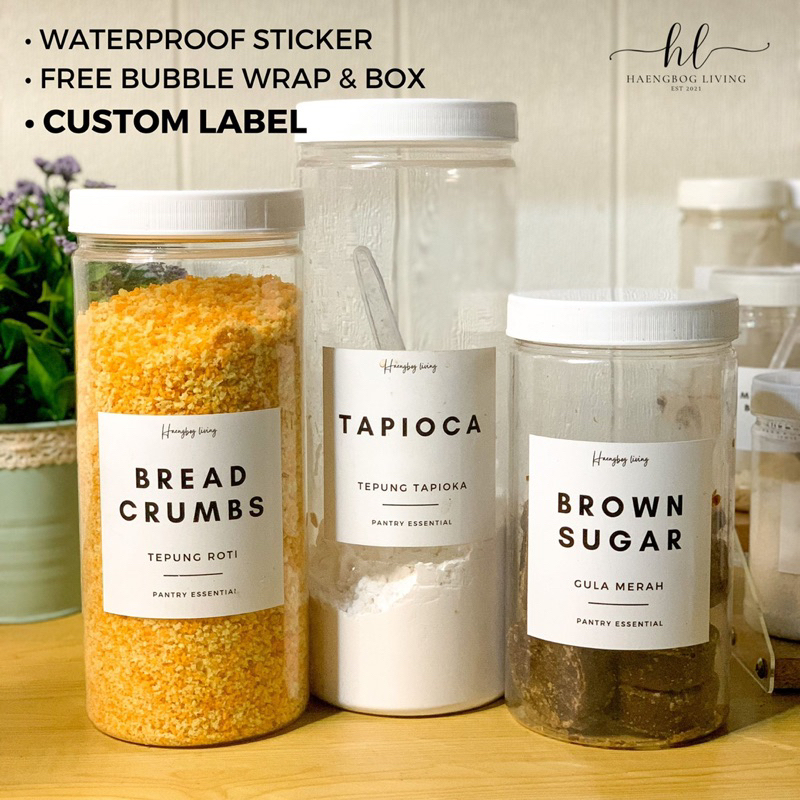 Aesthetic Storage Jar, Flour Sugar Container, Free Sticker, Aesthetic ...