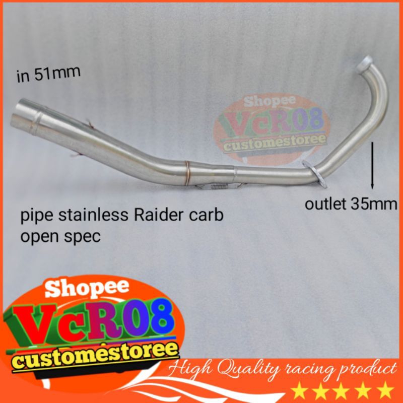 Stainless pipe 35-51mm Open spec pipe Big elbow Raider carb fi RSX 150 ...