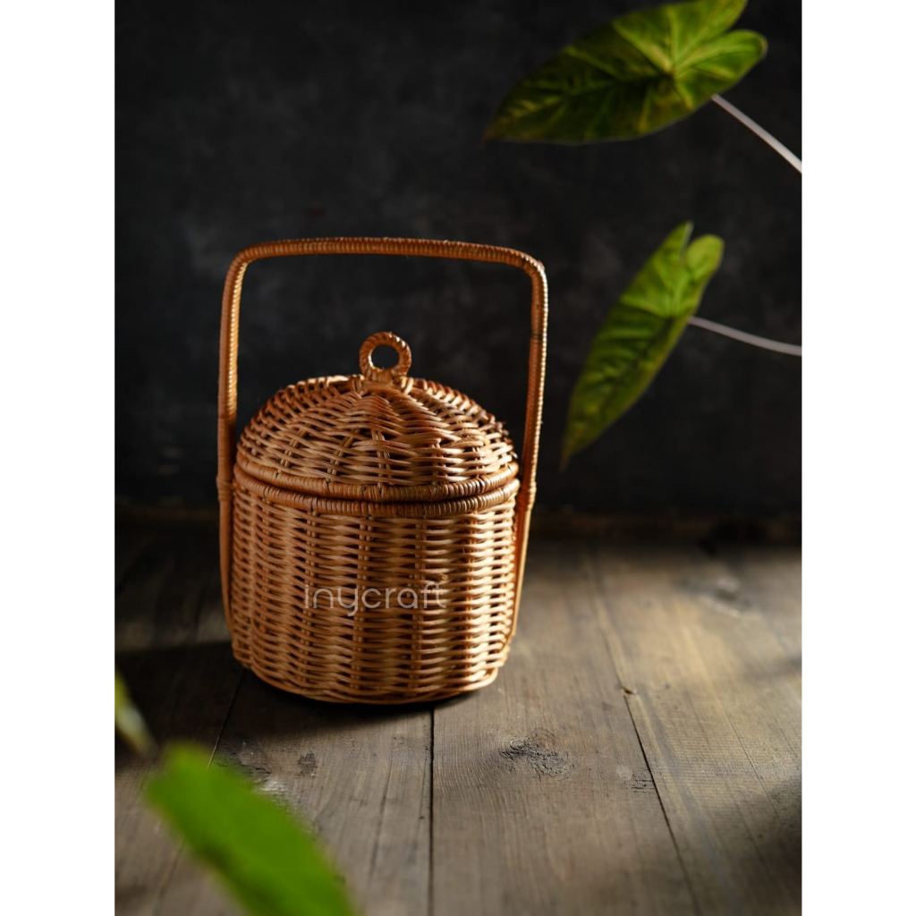 1 layer brown rattan basket/traditional basket/photo prop | Shopee Malaysia