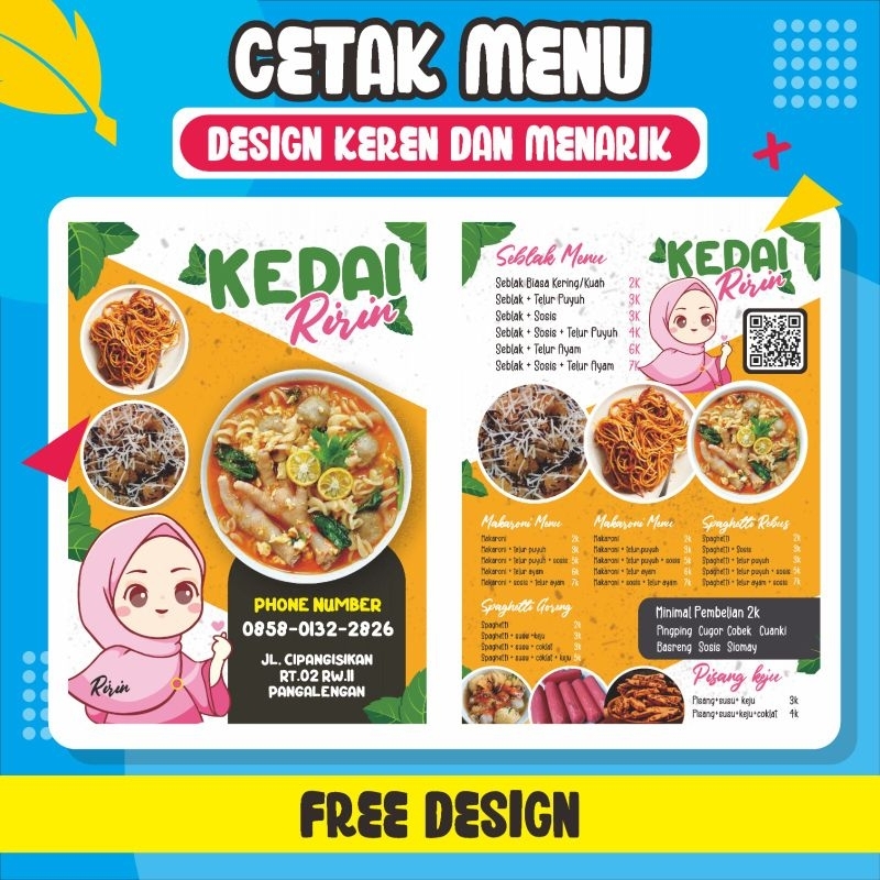 Print Food Menu List, Cafe Menu, Stall Menu, Food Menu, Shop Menu, Free ...