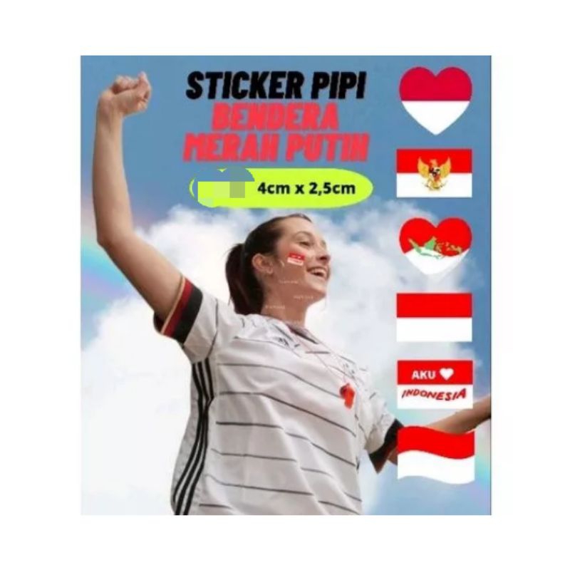 Merah Putih Red And White Cheek Stickers Indonesian Stickers Carnival Stickers Street Motion