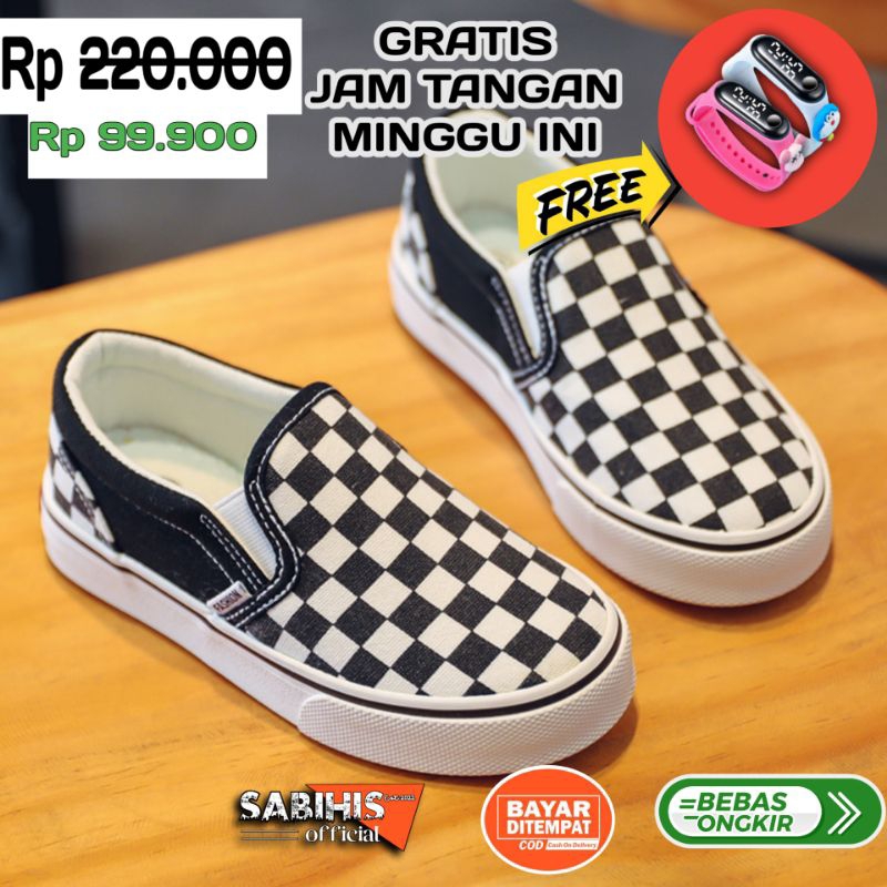 PUTIH Boys Shoes White Color Chess Pattern Children Grade 1 2 4 5 ...