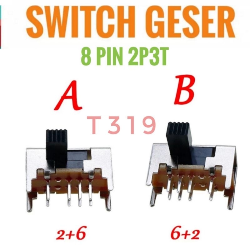 Micro Sliding Switch 8 Pin Side Switch Sliding on off SK23D05 G6 2P3T ...