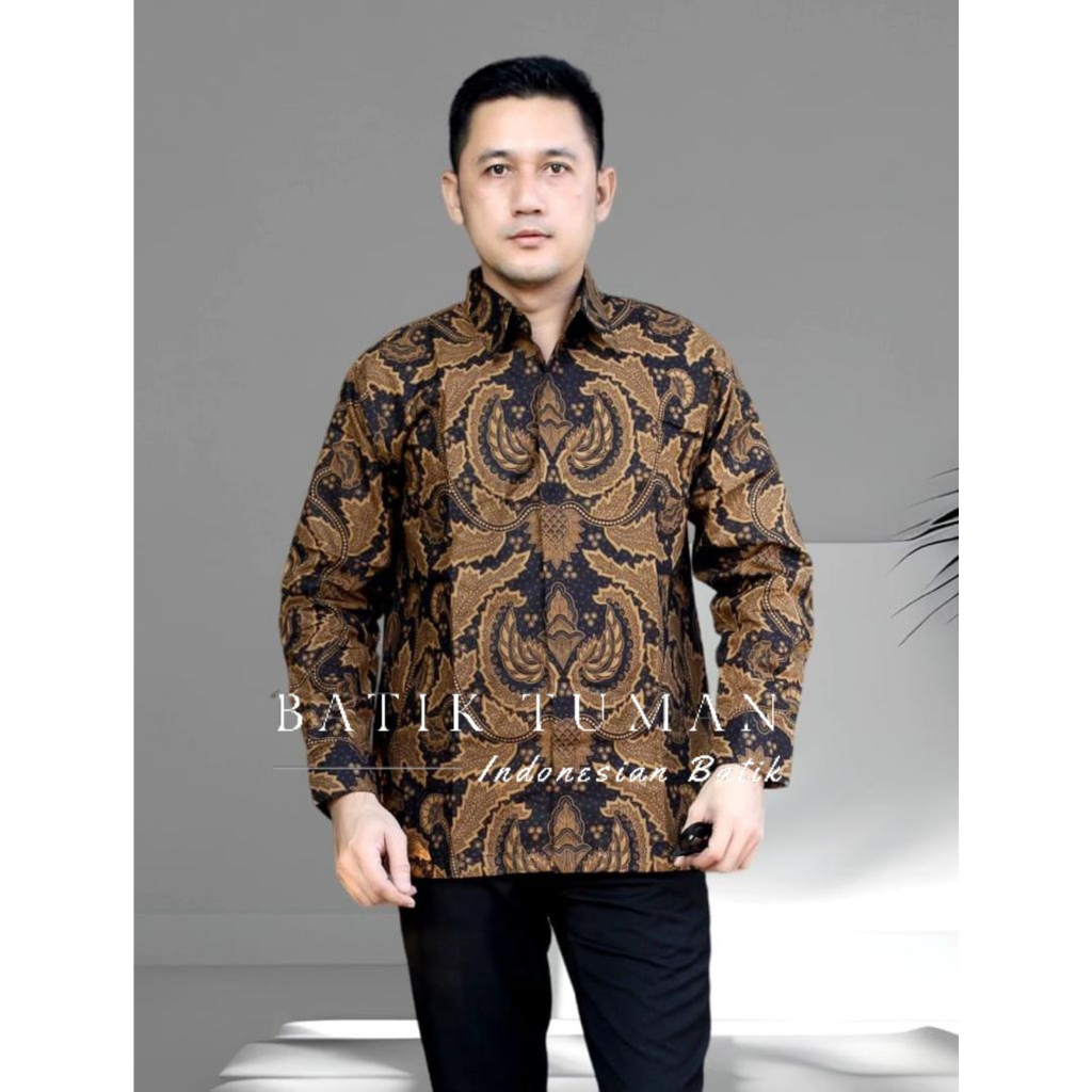 HITAM KEMEJA KATUN Sogan LINTANG Men's BATIK Shirt Brown Color Black ...