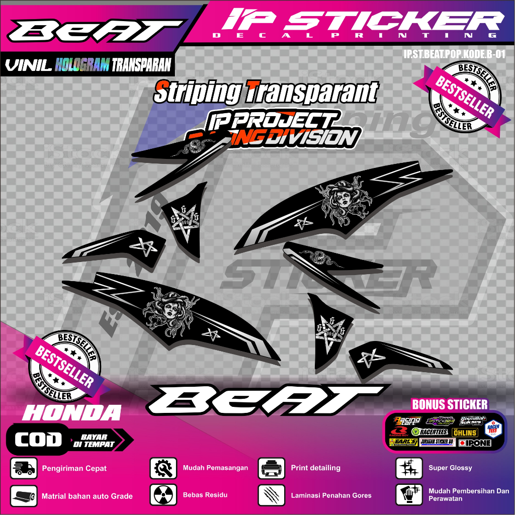HONDA BEAT POP MOTORCYCLE SCREEN STICKERS- BEAT POP MOTORCYCLE STICKER ...