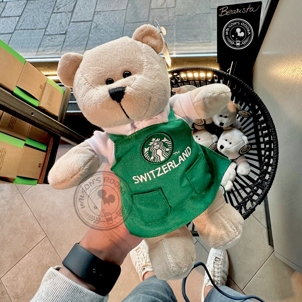 Starbucks Bearista Switzerland Teddy Bear Plush Barista Green Apron