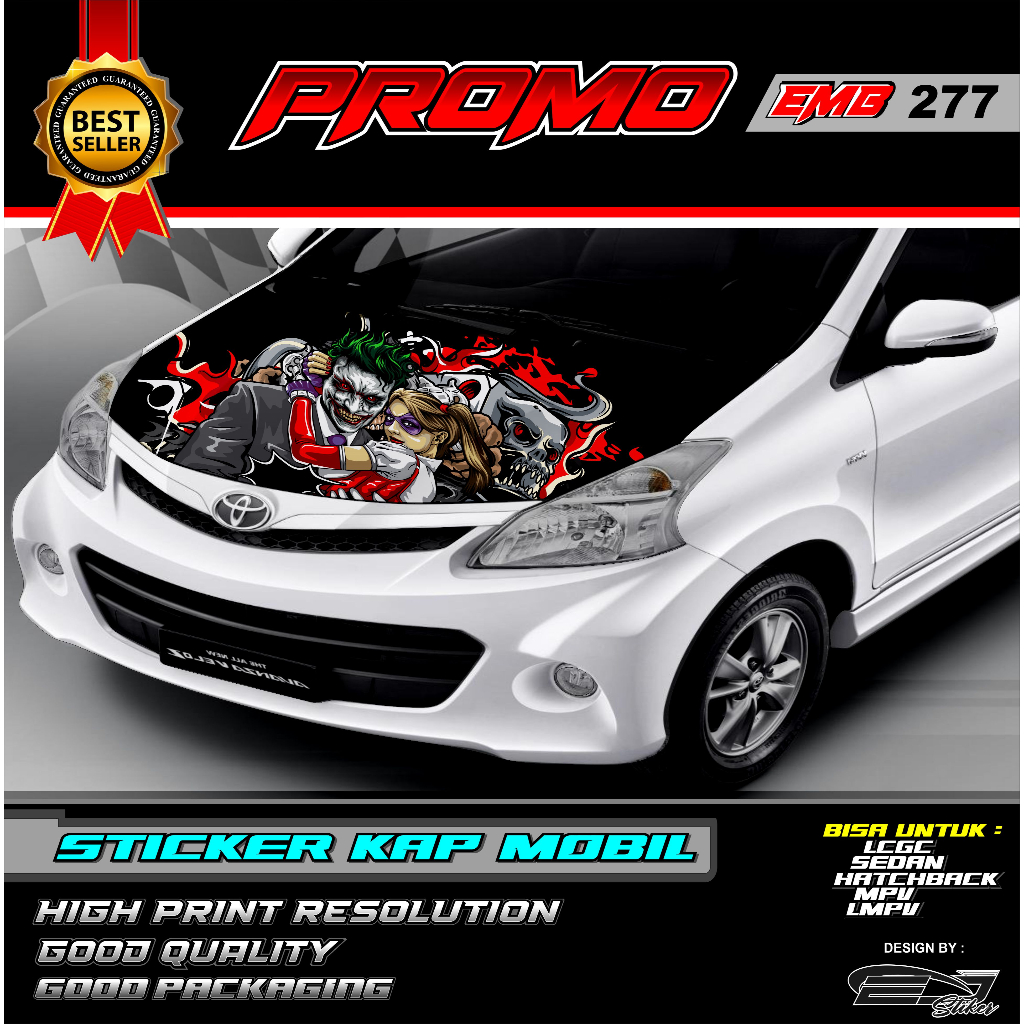 MESIN Sticker DECAL Engine Hood Design JOKKER QUEEN Ready CUSTOMCar