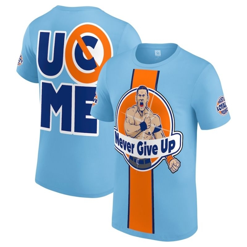 T-shirt WWE JOHN CENA BLUE/ORNAGE NEVER GIVE UP | Shopee Malaysia