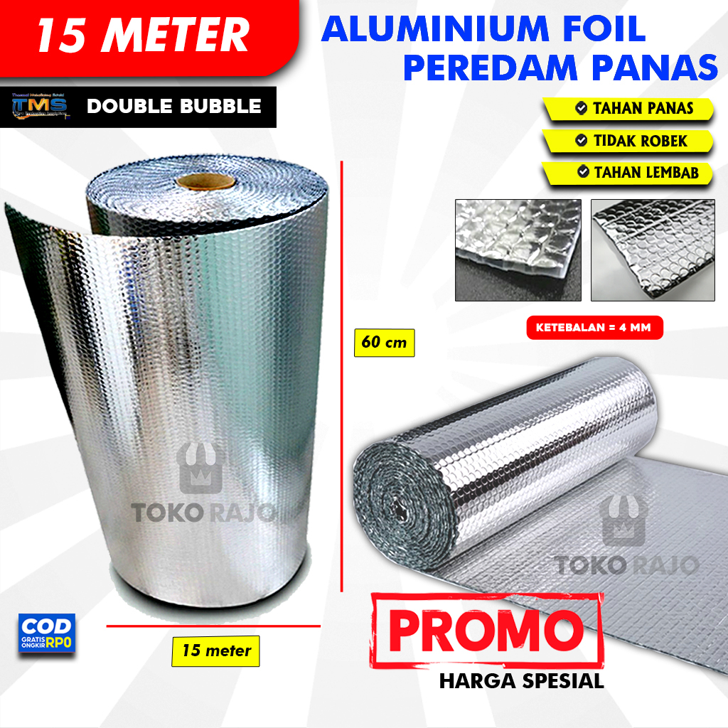 (1 Roll = 15meter) Aluminum Foil Heat Insulation Home Roof Aluminum