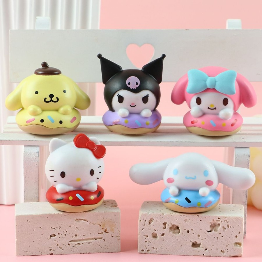 Kuromi My Melody Hello Kitty Donut Figure Set Get 5pcs Cake Topper ...