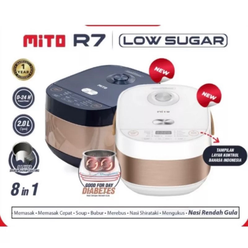 Rice COOKER MITO DIGITAL R7 2 LITER Capacity LOW SUGAR Official