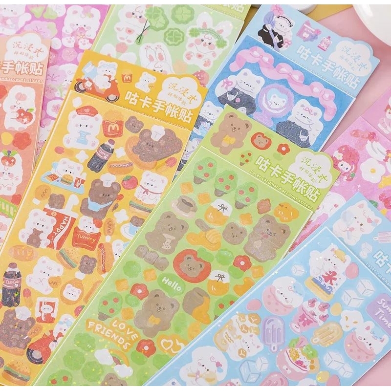 Holo Blink Sticker Cute Character Bear Rabbit Character Sticker ...