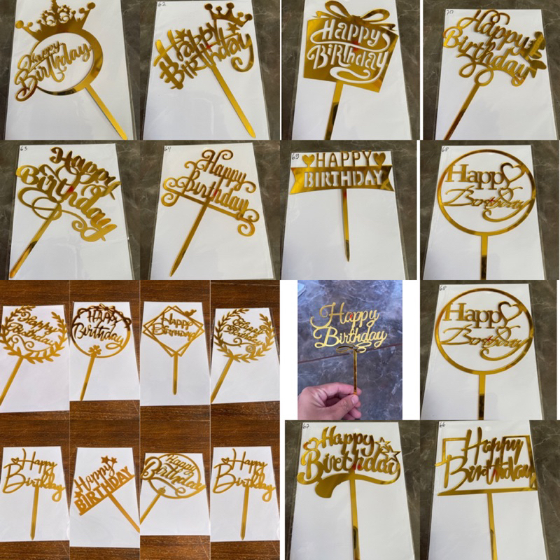Happy birthday gold topper part 2 / birthday topper / acrylic topper ...