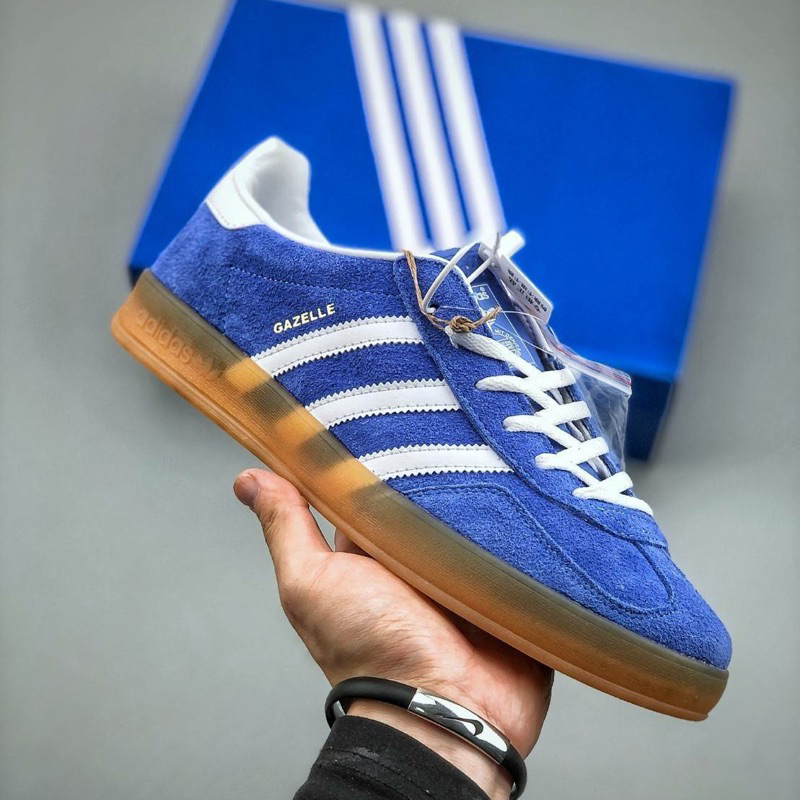 Adidas Gazelle Indoor Blue White Fusion Gum Shopee Malaysia