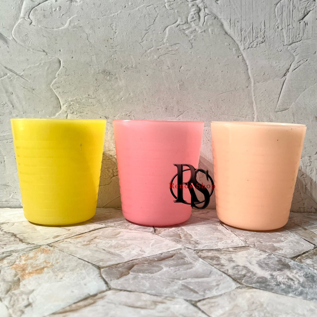 Souvenir Glass Cups Colorful Pastel Mini Thick (No Packaging) Shopee