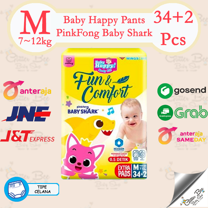 Baby Happy Baby Diapers PinkFong Baby Shark Pants M L Shopee Malaysia
