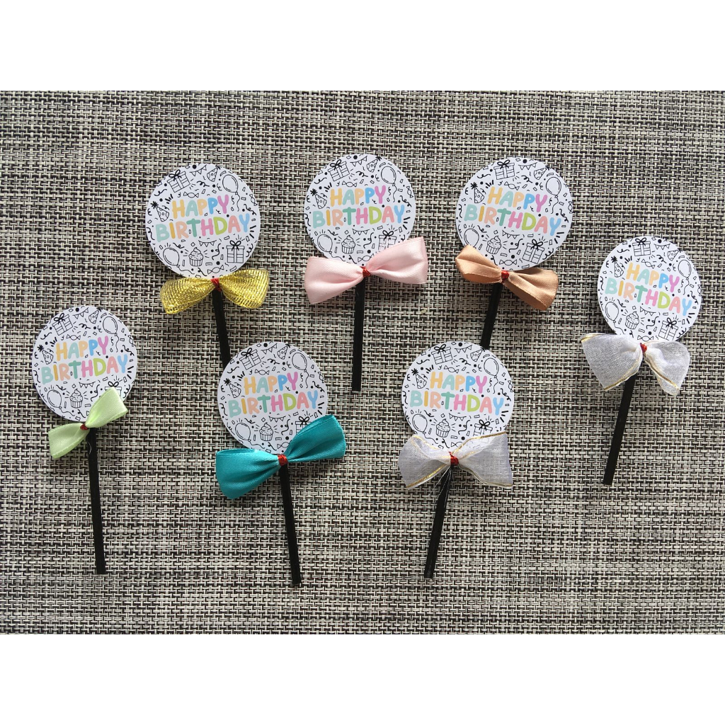 Happy Birthday Topper Round Birthday Stab Ribbon HBD Ribbon Round ...