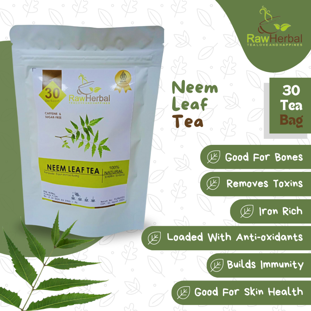 Neem LEAF TEA: RAW 100% ORGANIC NEEM LEAF TEA Contains 30 TEA Bags ...