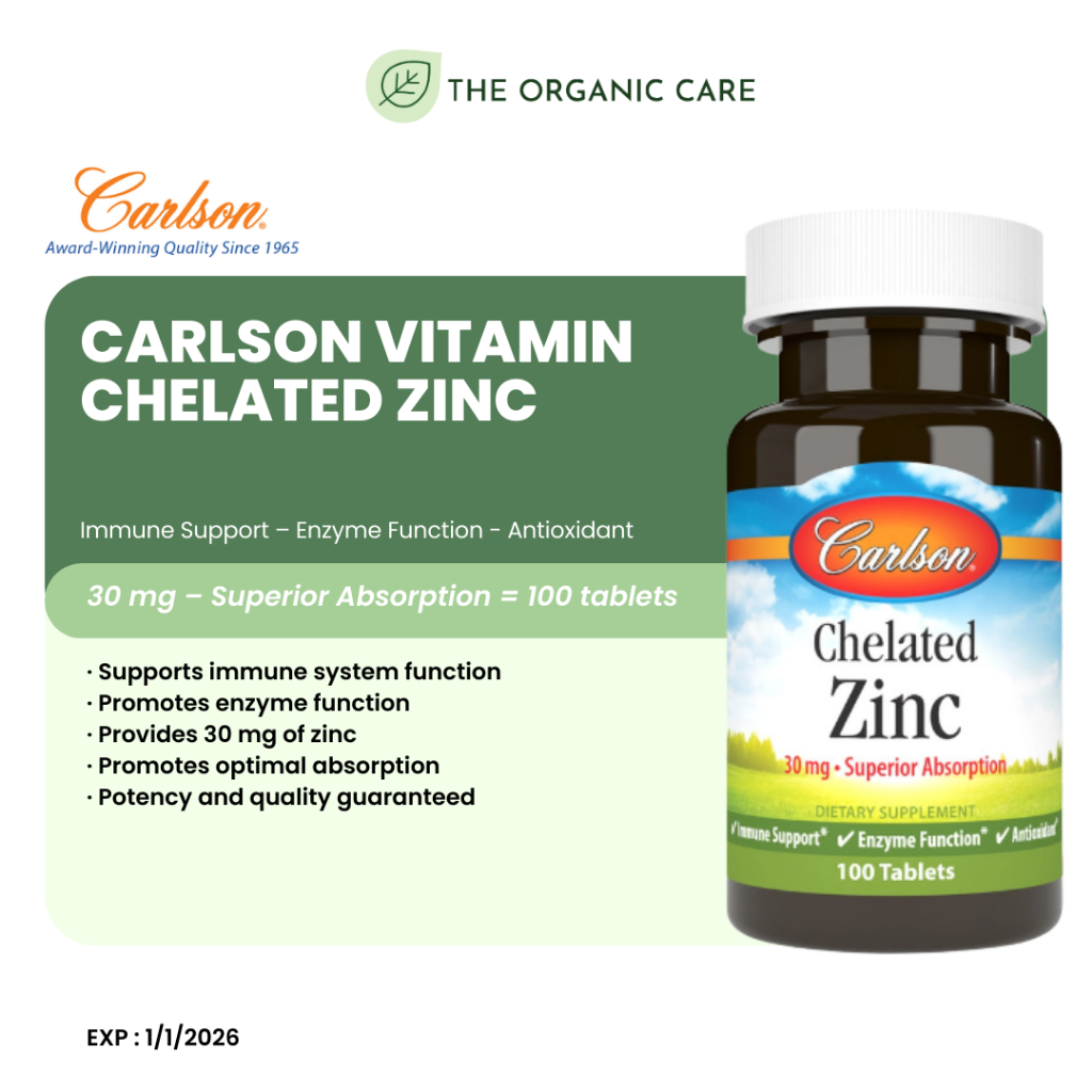 Carlson Chelated Zinc 30mg Superior Absorption = 100tabs Shopee Malaysia