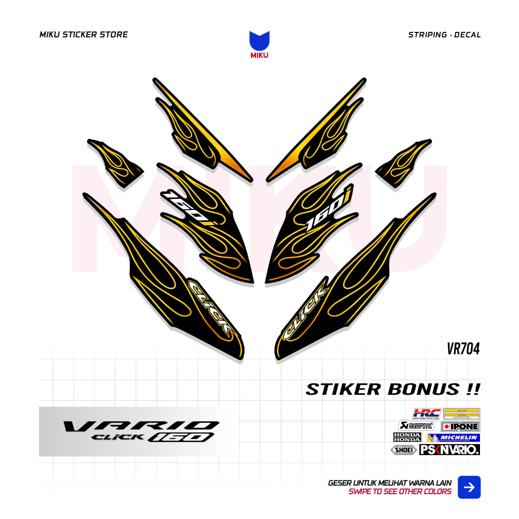 Vr7004 FIRE STICKER VARIO 160 Simple STICKER STRIPING DECAL LIS HONDA ...