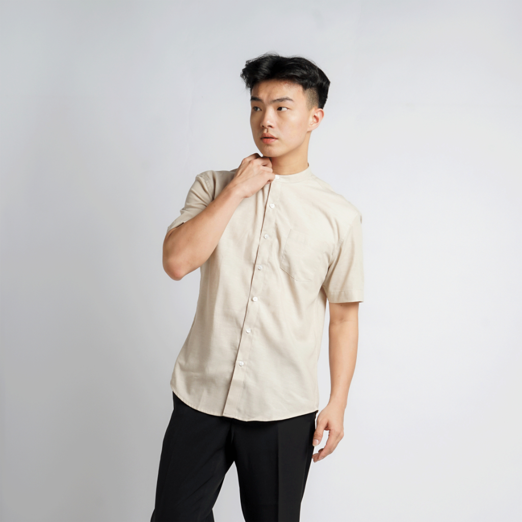SHORT SLEEVE MANDARIN SHIRT SURREALIST XANADU main image 1