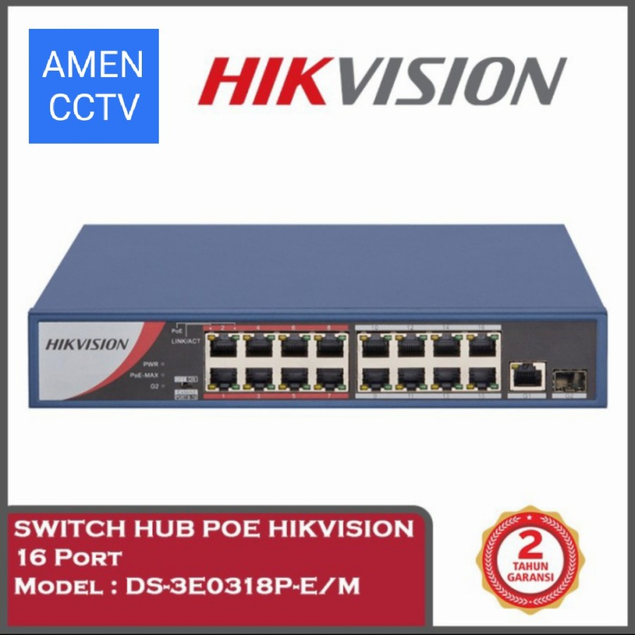 Poe SWITCH HUB HIKVISION 16ch DS-3E0318P-E/M FAST SMART ETHERNET ...