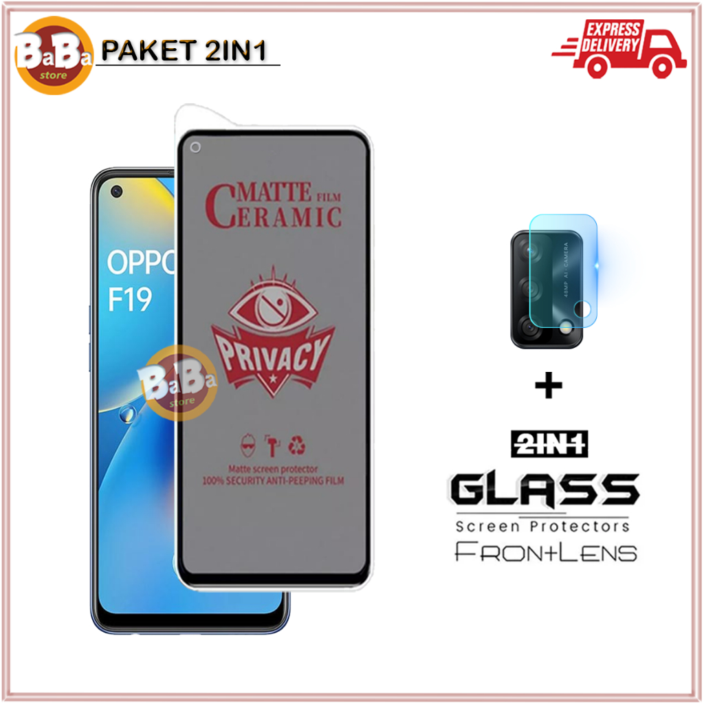 Package 2in1 Tempered Glass Matte Ceramic Anti Spy Lens Camera Oppo A56