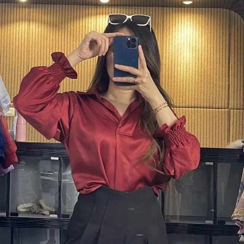 KEMEJA Satin Work Shirt // Contemporary Women's BLOUSE // Women's Tops ...
