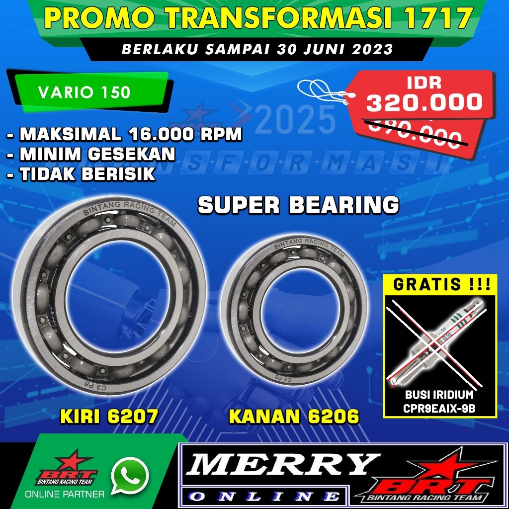 1717 Super Bearing BRT Klaher Crucket Axle 6207 6205 Vario 150 Shopee Malaysia