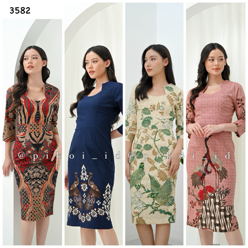 Modern Women S Batik Span Dress Straight Bodycon Batik Dress Long Sleeve Midi Dress